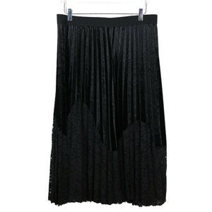 NWOT Soprano Pleated Velvet Lace Midi Skirt Size 1X Black Midi Pull On Plus